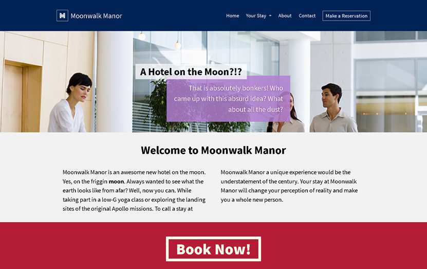 Moonwalk Manor Front Page