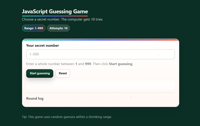 JavaScript Guessing Game